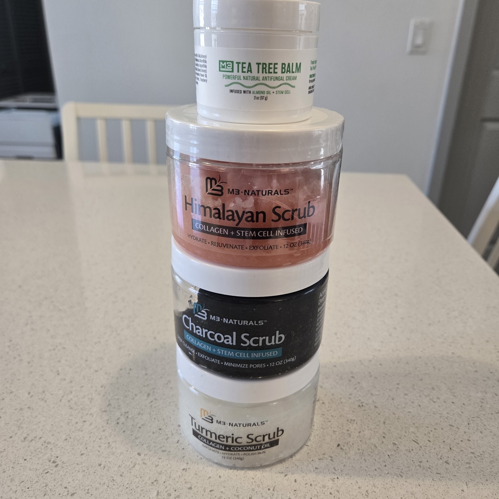 M3 Naturals Skincare Bundle | Himalayan Charcoal Turmeric Scrubs + Tea Tree Balm